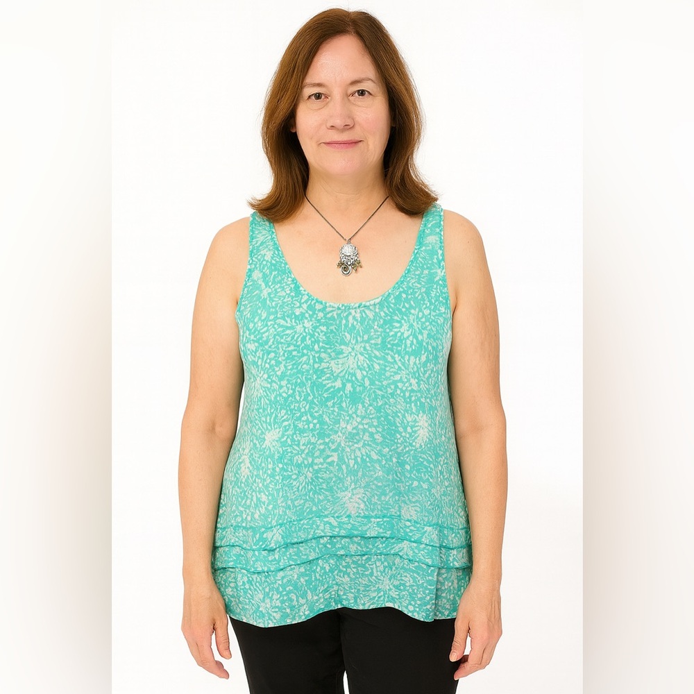 Turquoise Flowy Tank Top - Picture 2 of 6